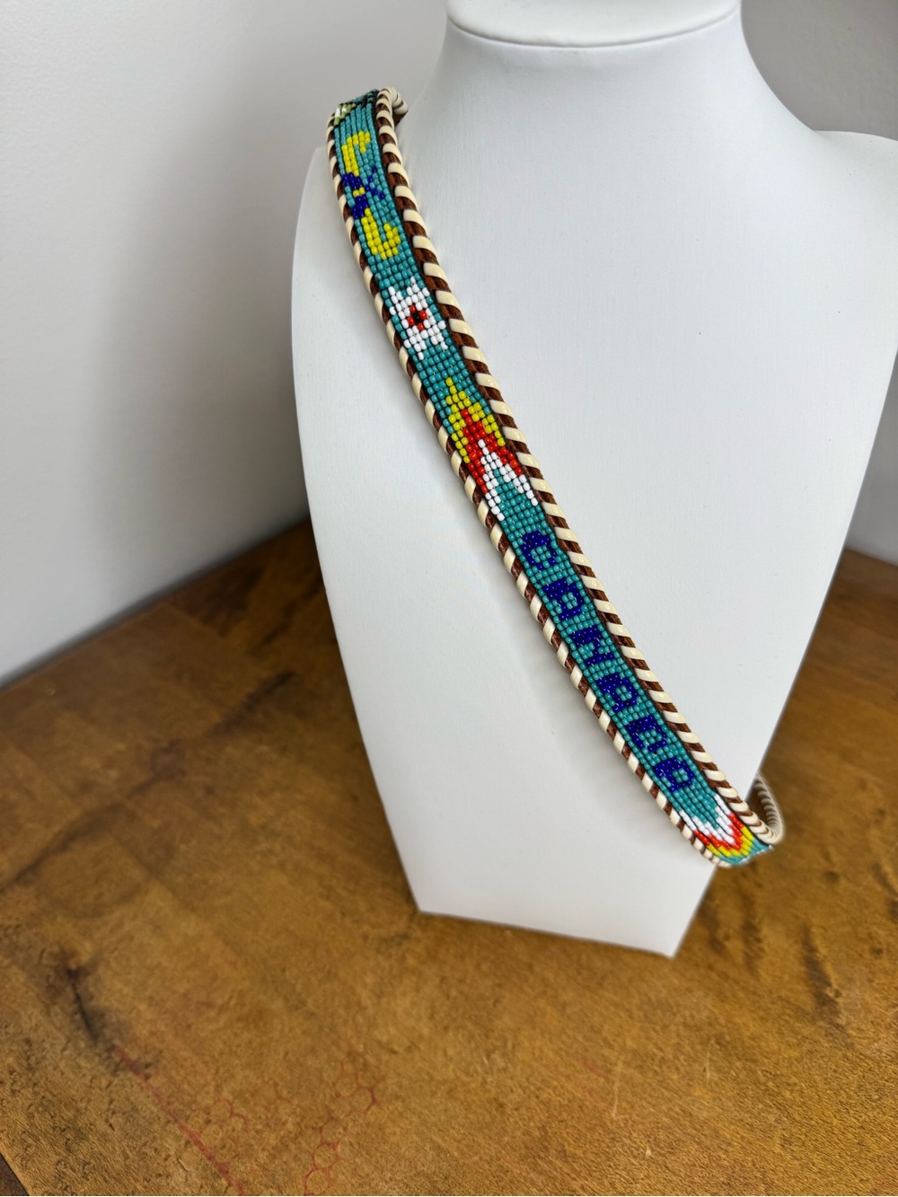 Brown Leather Beaded Canada Belt